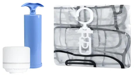 Hanging Garment Vacuum Bag (Round Valve, White, Printed)